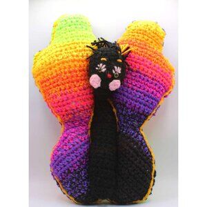 Handmade Crochet Butterfly Pillow Rainbow Cozy Plush Toy Security Cottagecore